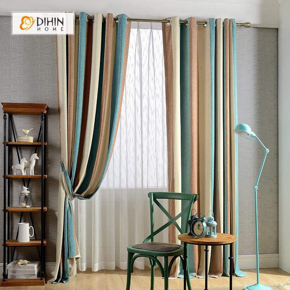 DIHINHOME Home Textile Modern Curtain DIHIN HOME Three Warm Color Printed，Blackout Grommet Window Curtain for Living Room ,52x63-inch,1 Panel