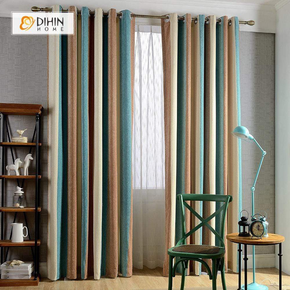 DIHINHOME Home Textile Modern Curtain DIHIN HOME Three Warm Color Printed，Blackout Grommet Window Curtain for Living Room ,52x63-inch,1 Panel