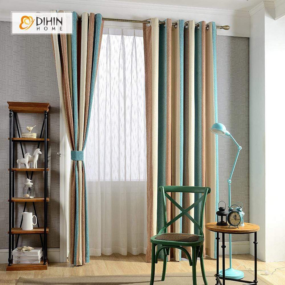 DIHINHOME Home Textile Modern Curtain DIHIN HOME Three Warm Color Printed，Blackout Grommet Window Curtain for Living Room ,52x63-inch,1 Panel