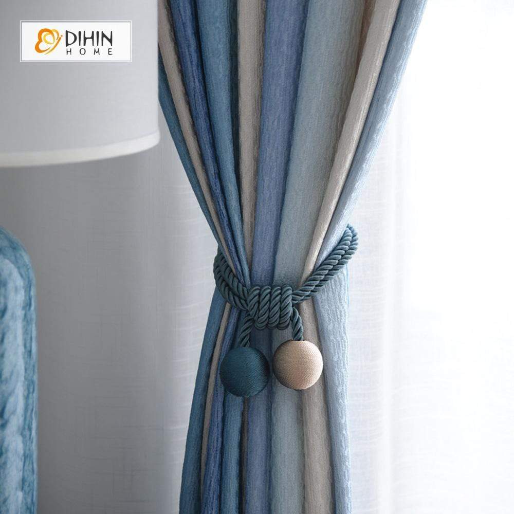 DIHINHOME Home Textile Modern Curtain DIHIN HOME Various Blue Printed，Blackout Grommet Window Curtain for Living Room ,52x63-inch,1 Panel