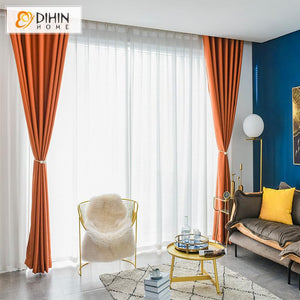 DIHINHOME Home Textile Modern Curtain DIHIN HOME Vintage Hermes Orange Color,Blackout Grommet Window Curtain for Living Room ,52x63-inch,1 Panel