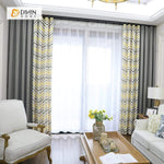 DIHINHOME Home Textile Modern Curtain DIHIN HOME Yellow Grey Black Stripes Printed，Blackout Grommet Window Curtain for Living Room ,52x63-inch,1 Panel