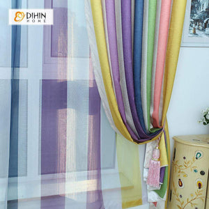 DIHINHOME Home Textile Modern Curtain DIHIN HOME Yellow Rainbow Printed，Blackout Grommet Window Curtain for Living Room ,52x63-inch,1 Panel
