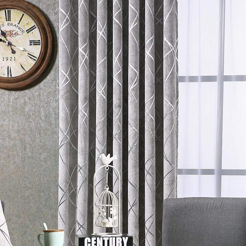 Modern Grey High Blackout Curtains Window Shade For Living Room - DIHINHOME Home Textile