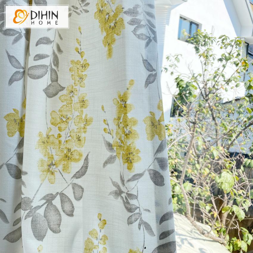 DIHINHOME Home Textile Pastoral Curtain Copy of DIHIN HOME Pastoral Bird and Flower Printed,Blackout Grommet Window Curtain for Living Room ,52x63-inch,1 Panel