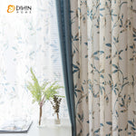 DIHINHOME Home Textile Pastoral Curtain Copy of DIHIN HOME Pastoral Blue Color With Leaves Printed,Blackout Grommet Window Curtain for Living Room,1 Panel