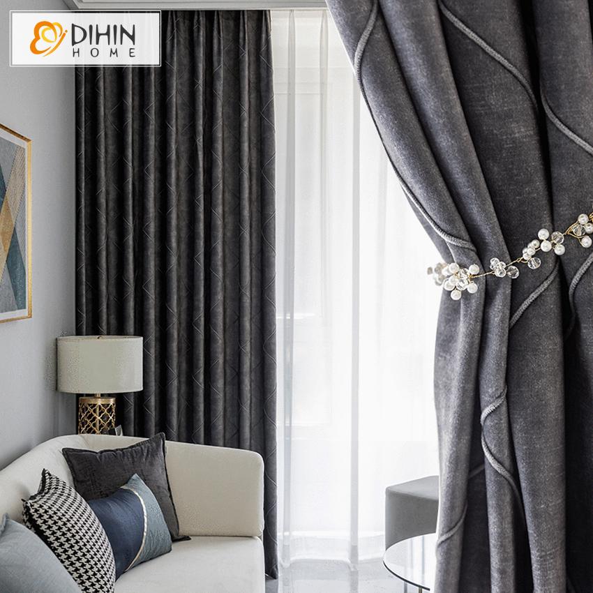 DIHINHOME Home Textile Pastoral Curtain Copy of DIHIN HOME  White Rattan Embroidered ,Cotton Linen ,Blackout Grommet Window Curtain for Living Room ,52x63-inch,1 Panel