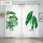 DIHINHOME Home Textile Pastoral Curtain DIHIN HOME 3D Printed Green Banana Leaves Blackout Curtains,Window Curtains Grommet Curtain For Living Room ,39x102-inch,2 Panels Included