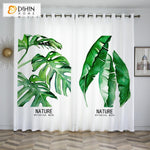 DIHINHOME Home Textile Pastoral Curtain DIHIN HOME 3D Printed Green Banana Leaves Blackout Curtains,Window Curtains Grommet Curtain For Living Room ,39x102-inch,2 Panels Included