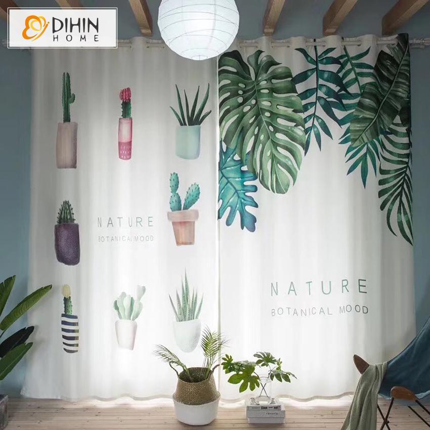 DIHINHOME Home Textile Pastoral Curtain DIHIN HOME 3D Printed Nature Plant Blackout Curtains,Window Curtains Grommet Curtain For Living Room ,39x102-inch,2 Panels Included