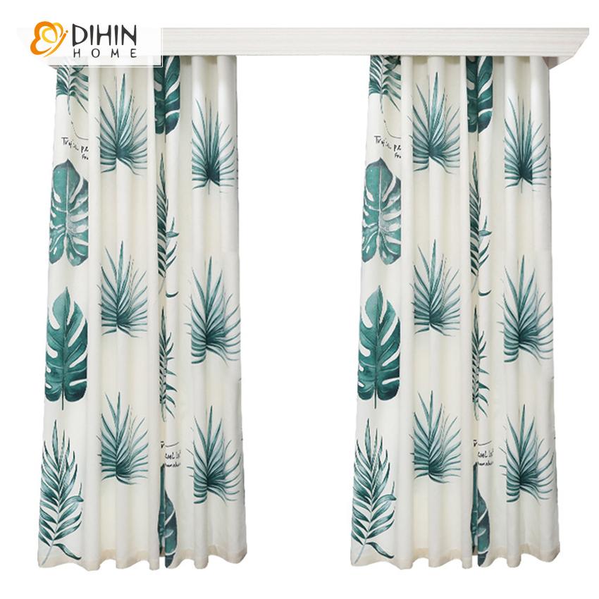 DIHIN HOME American Pastoral Banana Tree Printed Curtain ,Blackout Grommet Window Curtain for Living Room ,52x63-inch,1 Panel