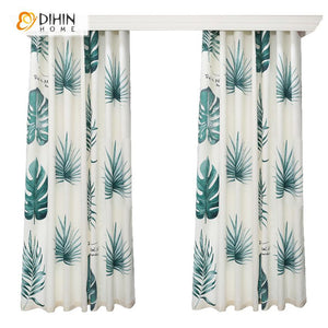 DIHIN HOME American Pastoral Banana Tree Printed Curtain ,Blackout Grommet Window Curtain for Living Room ,52x63-inch,1 Panel