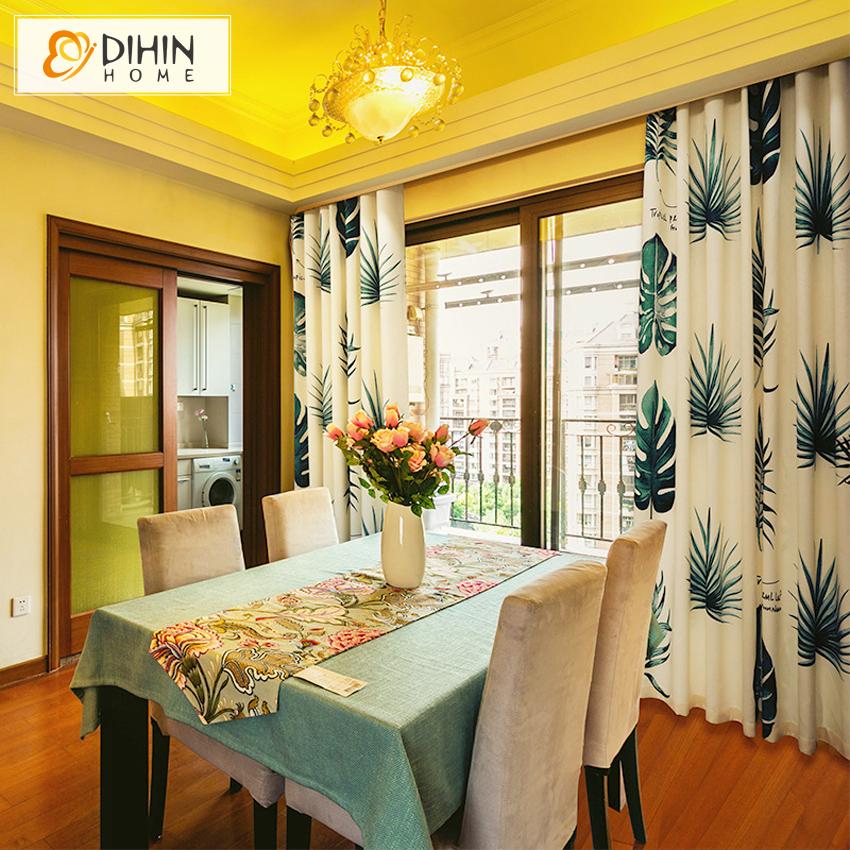 DIHIN HOME American Pastoral Banana Tree Printed Curtain ,Blackout Grommet Window Curtain for Living Room ,52x63-inch,1 Panel