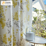 DIHINHOME Home Textile Pastoral Curtain DIHIN HOME American Pastoral Cotton Linen Yellow Flowers Printed,Blackout Grommet Window Curtain for Living Room ,52x63-inch,1 Panel