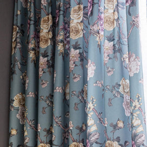 DIHINHOME Home Textile Pastoral Curtain DIHIN HOME American Pastoral Flowers Printed,Blackout Grommet Window Curtain for Living Room,1 Panel