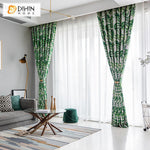 DIHIN HOME American Pastoral Green Printed Curtains ,Blackout Grommet Window Curtain for Living Room ,52x63-inch,1 Panel