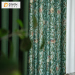 DIHINHOME Home Textile Pastoral Curtain DIHIN HOME American Pastoral High-end Green Flower Printed,Blackout Grommet Window Curtain for Living Room ,52x63-inch,1 Panel