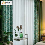 DIHINHOME Home Textile Pastoral Curtain DIHIN HOME American Pastoral High-end Green Flower Printed,Blackout Grommet Window Curtain for Living Room ,52x63-inch,1 Panel