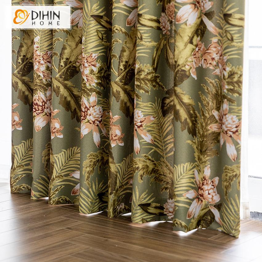 DIHIN HOME American Pastoral Printed Curtains ,Blackout Grommet Window Curtain for Living Room ,52x63-inch,1 Panel