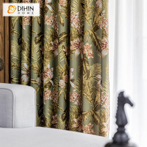 DIHIN HOME American Pastoral Printed Curtains ,Blackout Grommet Window Curtain for Living Room ,52x63-inch,1 Panel