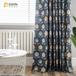 DIHINHOME Home Textile Pastoral Curtain DIHIN HOME Blue Color Printed Floral Curtains ,Blackout Grommet Window Curtain for Living Room ,52x63-inch,1 Panel