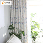 DIHINHOME Home Textile Pastoral Curtain DIHIN HOME Blue Color Printed Floral Curtains ,Blackout Grommet Window Curtain for Living Room ,52x63-inch,1 Panel