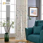 DIHINHOME Home Textile Pastoral Curtain DIHIN HOME Blue Field Flowers Embroidered Curtain ,Cotton Linen ,Blackout Grommet Window Curtain for Living Room ,52x63-inch,1 Panel