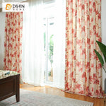 DIHINHOME Home Textile Pastoral Curtain DIHIN HOME Bright Red Flowers Printed,Blackout Grommet Window Curtain for Living Room ,52x63-inch,1 Pane