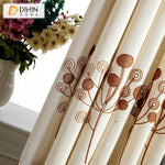 DIHINHOME Home Textile Pastoral Curtain DIHIN HOME Brown Dandelion Embroidered,Blackout Grommet Window Curtain for Living Room ,52x63-inch,1 Panel