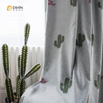 DIHINHOME Home Textile Pastoral Curtain DIHIN HOME Cactus Printed，Blackout Grommet Window Curtain for Living Room ,52x63-inch,1 Panel