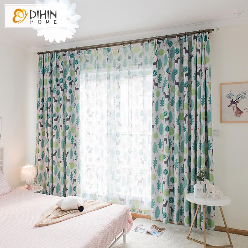 DIHIN HOME Cartoon Children Room Printed Curtain ,Blackout Grommet Window Curtain for Living Room ,52x63-inch,1 Panel