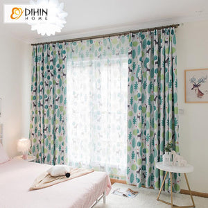 DIHIN HOME Cartoon Children Room Printed Curtain ,Blackout Grommet Window Curtain for Living Room ,52x63-inch,1 Panel