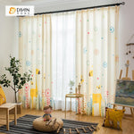 DIHINHOME Home Textile Pastoral Curtain DIHIN HOME Cartoon Colorful Flowers Printed，Blackout Grommet Window Curtain for Living Room ,52x63-inch,1 Panel