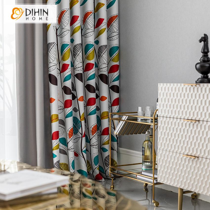 DIHIN HOME Cartoon Printed Spliced Curtains，Blackout Grommet Window Curtain for Living Room ,52x63-inch,1 Panel