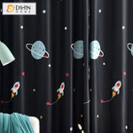 DIHINHOME Home Textile Pastoral Curtain DIHIN HOME Cartoon Spaceship Blackout Grommet Window Curtain for Living Room ,52x63-inch,1 Panel