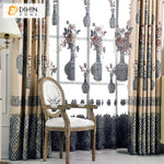 DIHINHOME Home Textile Pastoral Curtain DIHIN HOME Chinese Style High Precision Vase Embroidery,Blackout Grommet Window Curtain for Living Room ,52x63-inch,1 Panel