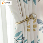 DIHINHOME Home Textile Pastoral Curtain DIHIN HOME Cotton Linen Leaves Printed,Blackout Grommet Window Curtain for Living Room,1 Panel