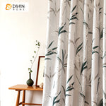 DIHIN HOME Cotton Linen Leaves Printed Curtains,Blackout Grommet Window Curtain for Living Room ,52x63-inch,1 Panel
