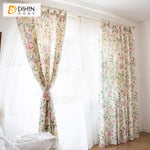 DIHINHOME Home Textile Pastoral Curtain DIHIN HOME Cotton Linen Natural Flowers Printed,Blackout Grommet Window Curtain for Living Room ,52x63-inch,1 Panel