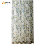 DIHIN HOME Cotton Linen Pastoral Printed Curtains，Blackout Grommet Window Curtain for Living Room ,52x63-inch,1 Panel
