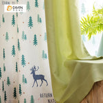 DIHINHOME Home Textile Pastoral Curtain DIHIN HOME Deer and Green Tree Printed，Blackout Grommet Window Curtain for Living Room ,52x63-inch,1 Panel