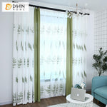 DIHINHOME Home Textile Pastoral Curtain DIHIN HOME Elegant Green Leaves Embroidered,Blackout Grommet Window Curtain for Living Room ,52x63-inch,1 Panel