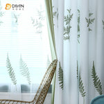 DIHINHOME Home Textile Pastoral Curtain DIHIN HOME Elegant Green Leaves Embroidered,Blackout Grommet Window Curtain for Living Room ,52x63-inch,1 Panel