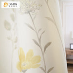 DIHINHOME Home Textile Pastoral Curtain DIHIN HOME Elegant Yellow Flowers Grey Leaves Printed,Blackout Grommet Window Curtain for Living Room ,52x63-inch,1 Panel