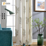 DIHINHOME Home Textile Pastoral Curtain DIHIN HOME Embroidered Tree Pattern ,Cotton Linen ,Blackout Grommet Window Curtain for Living Room ,52x63-inch,1 Panel