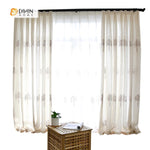 DIHINHOME Home Textile Pastoral Curtain DIHIN HOME Exquisite Tree Embroidered，Blackout Grommet Window Curtain for Living Room ,52x63-inch,1 Panel