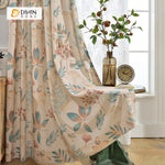 DIHINHOME Home Textile Pastoral Curtain DIHIN HOME Flower and Leaf Printed Curtain ,Cotton Linen ,Blackout Grommet Window Curtain for Living Room ,52x63-inch,1 Panel