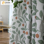 DIHINHOME Home Textile Pastoral Curtain DIHIN HOME Fruit Birds Leaves Printed,Blackout Grommet Window Curtain for Living Room ,52x63-inch,1 Panel