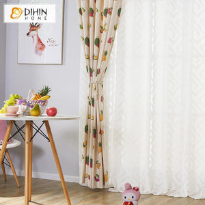 DIHINHOME Home Textile Pastoral Curtain DIHIN HOME Fruit Printed,Blackout Grommet Window Curtain for Living Room ,52x63-inch,1 Panel