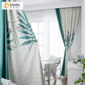 DIHINHOME Home Textile Pastoral Curtain DIHIN HOME Garden Big Banana Leaves Printed,Blackout Grommet Window Curtain for Living Room ,52x63-inch,1 Panel